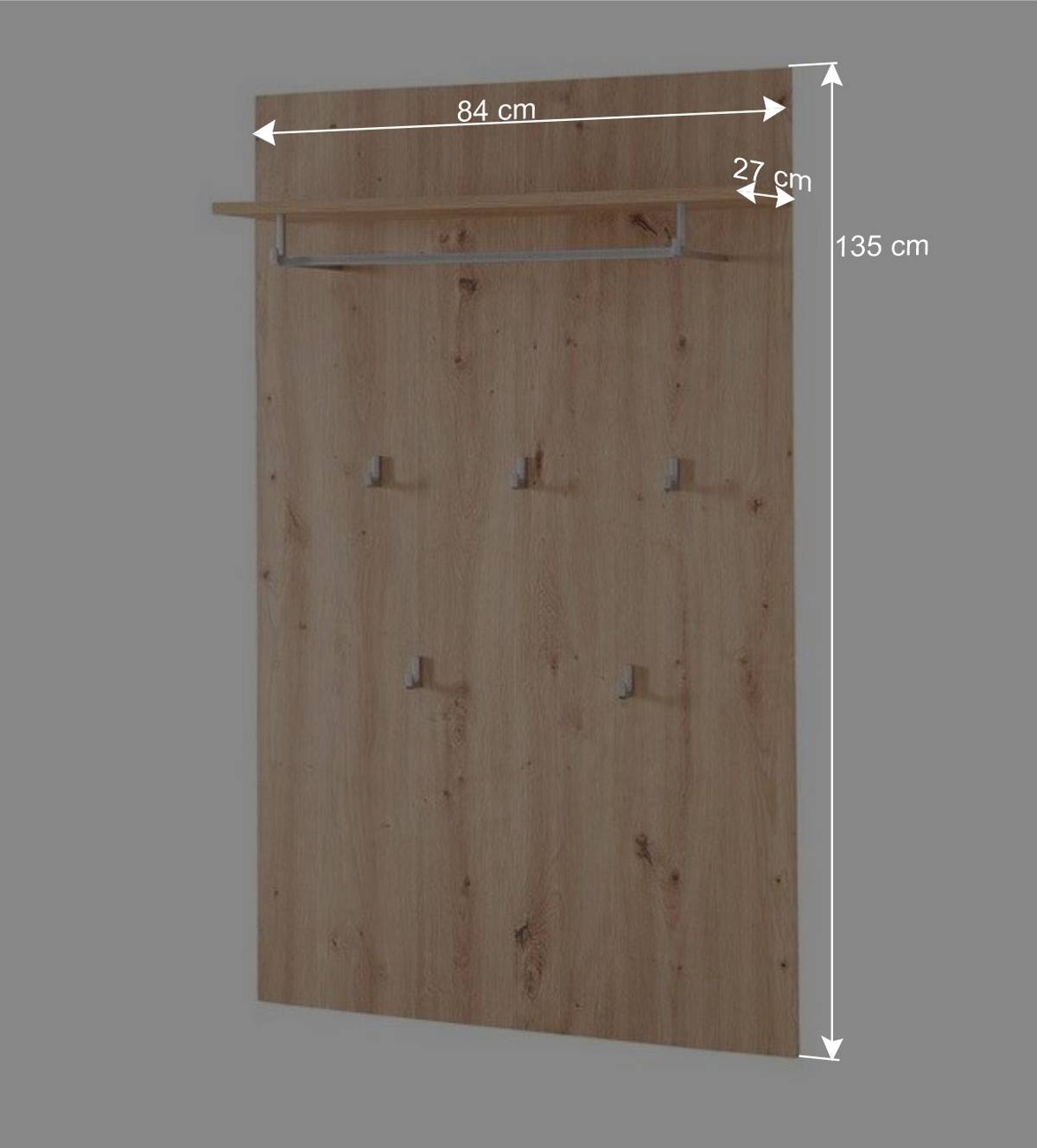 Garderobenpaneel in Wildeiche Holzoptik - Zelio