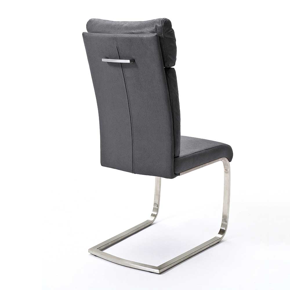 Freischwinger Rafino in Grau Webstoff (2er Set)