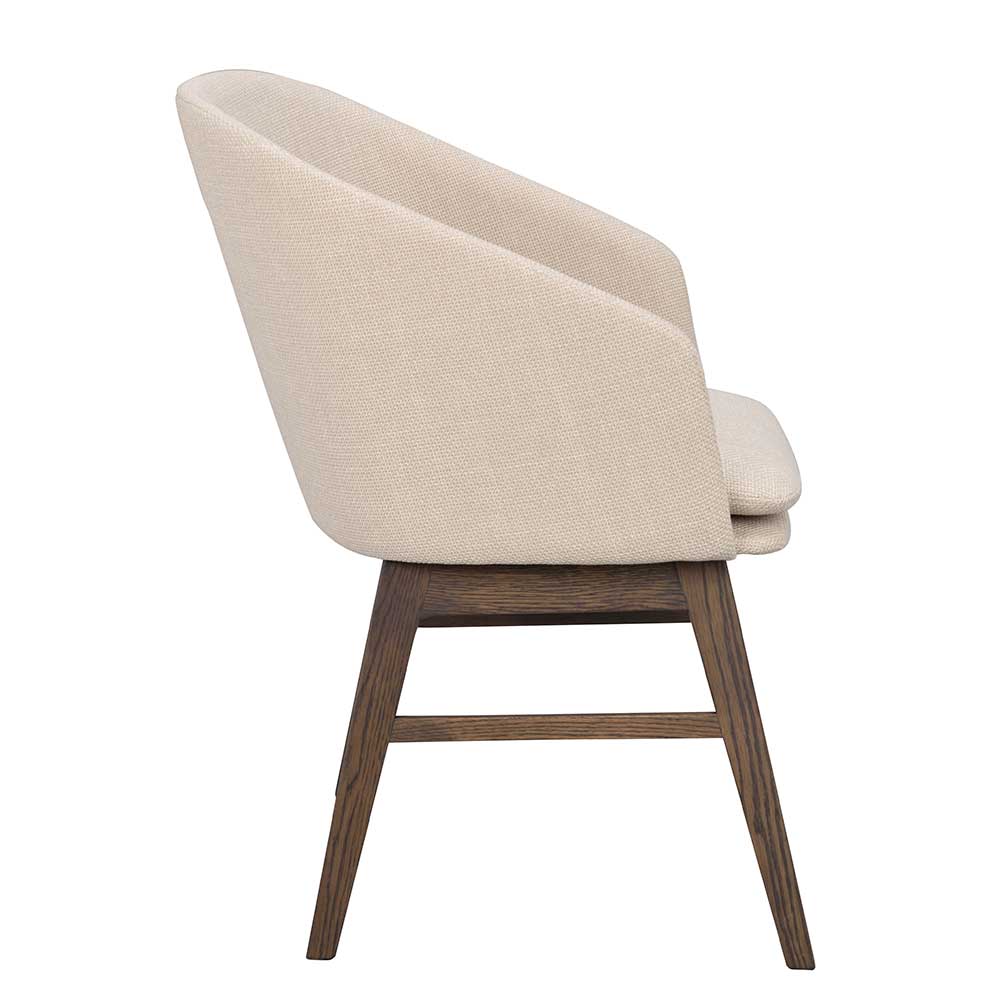 Gerundeter Polsterstuhl in Beige - Relivio (2er Set)