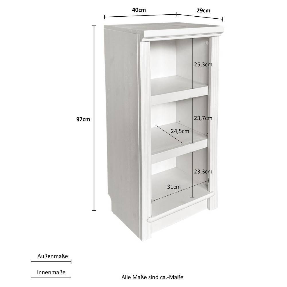 Regal Maße und Abmessungen in cm für das Bücherregal aus Kiefer – Snog