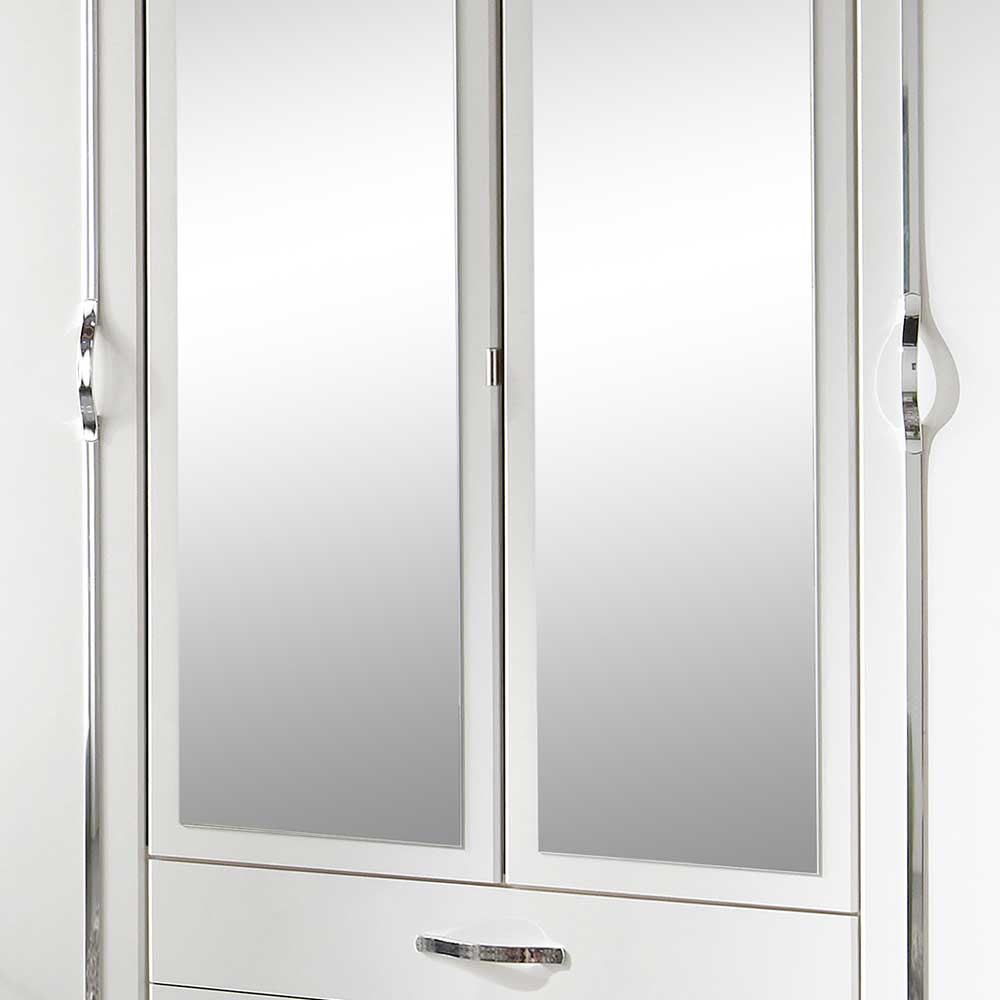Klassischer Kleiderschrank in Weiß mit Chrom - Miracella