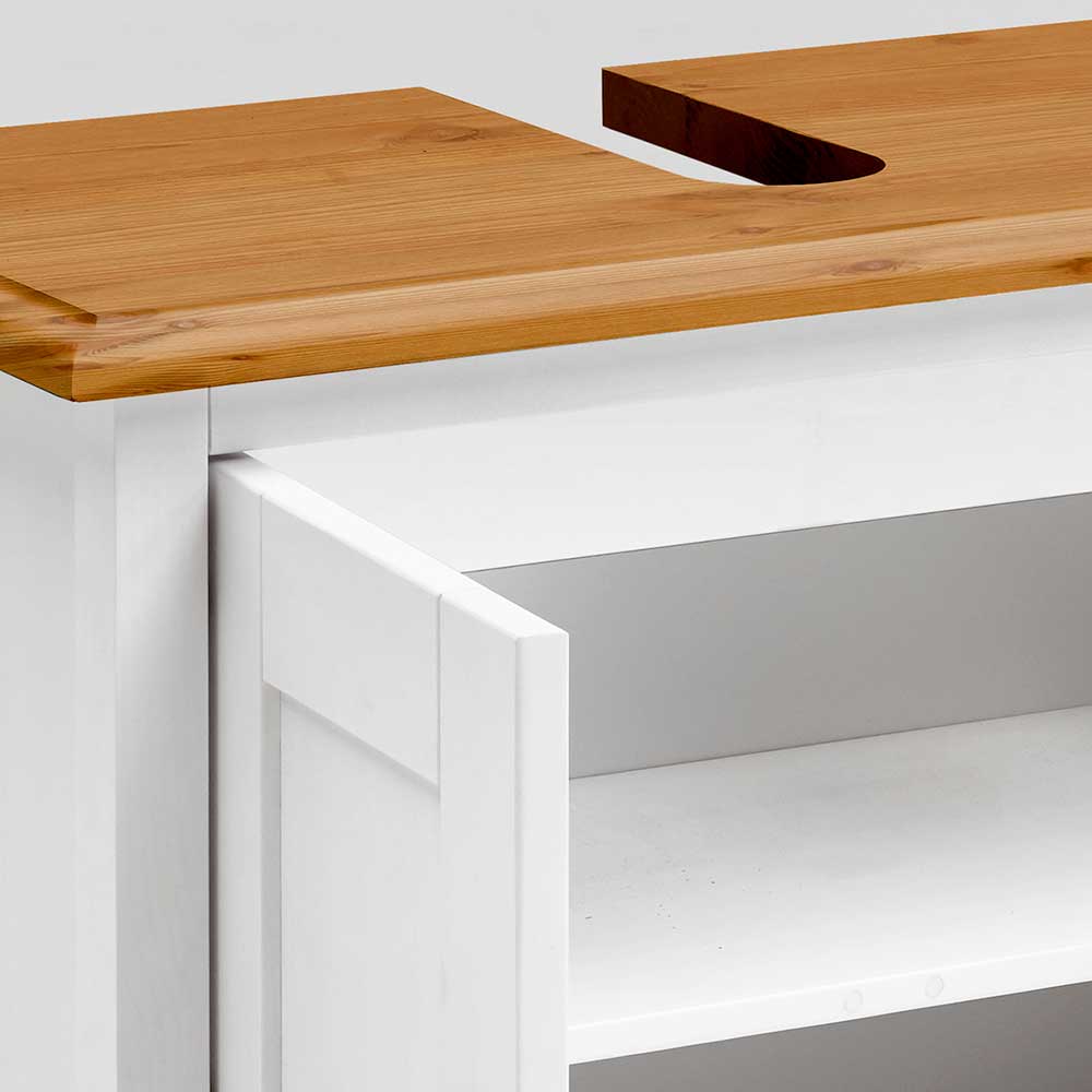Waschbeckenschrank in Weiß & Kiefer Lauge - Sibiuta
