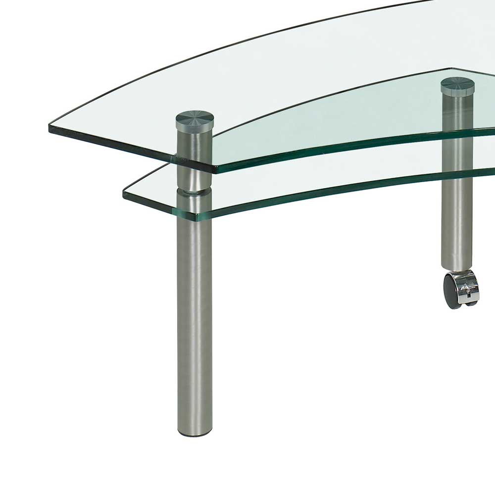 Rollen Couchtisch Rabea mit Glasplatten