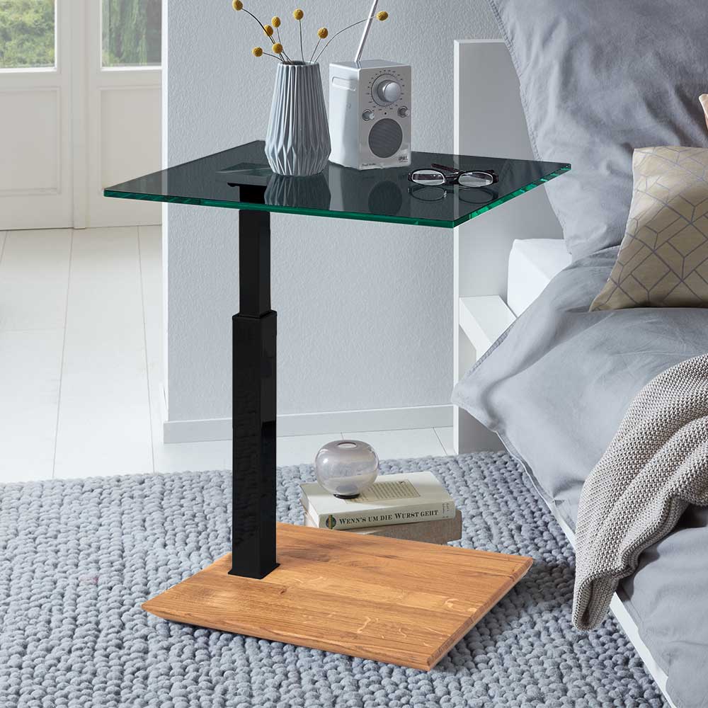 Höhenverstellbarer Beistelltisch mit Rauchglas - Tormessa