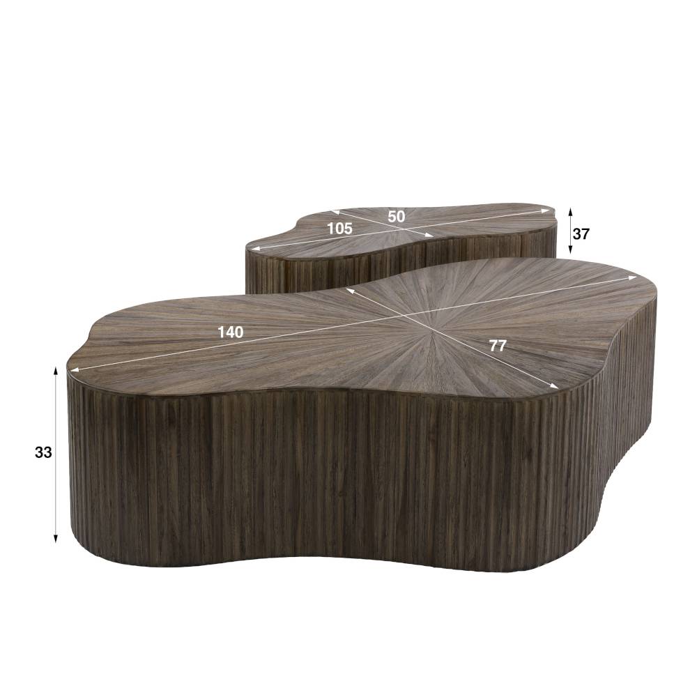 Wohnzimmertisch Duo aus Teak Massivholz - Lepura (zweiteilig)