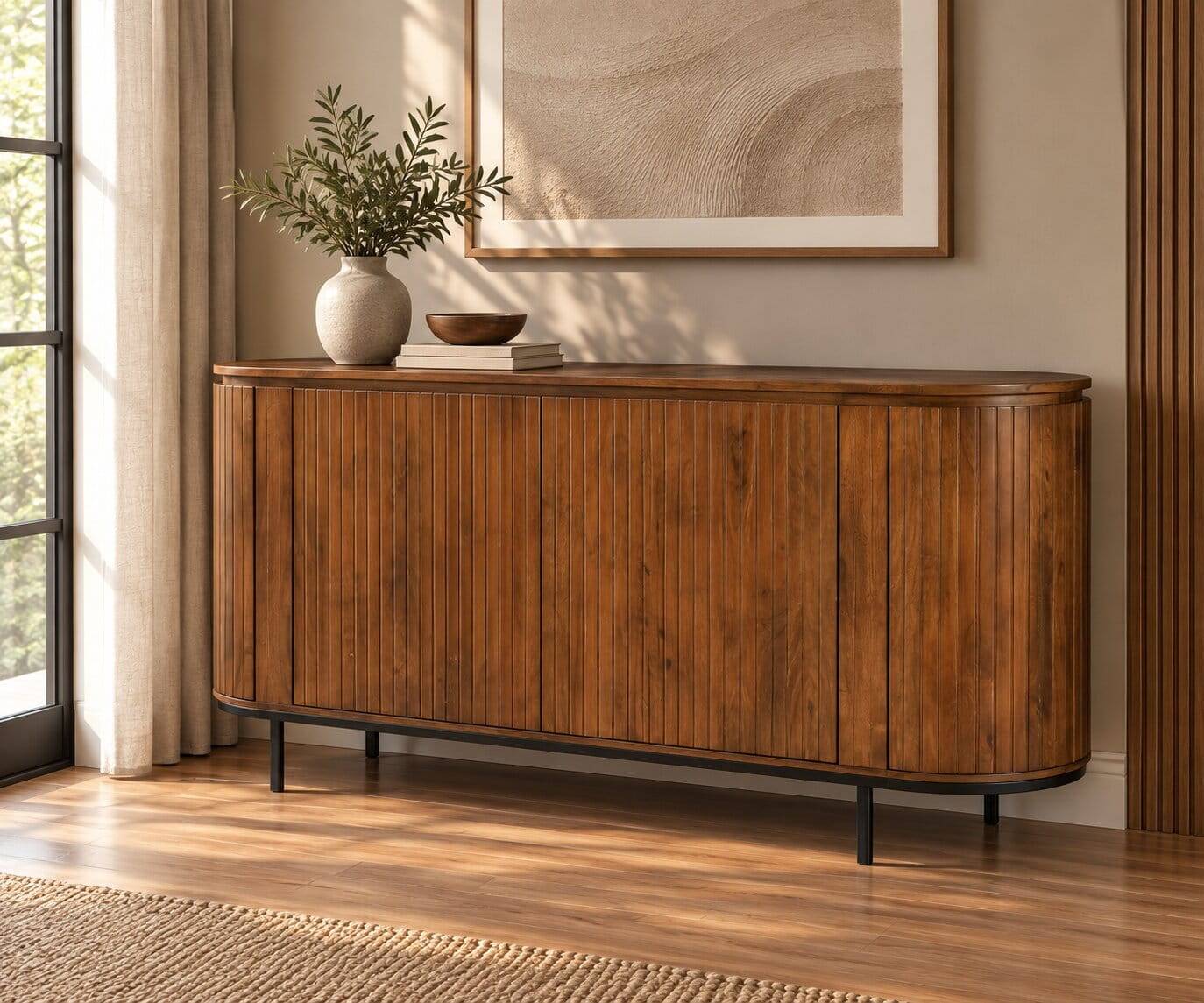 Retro Design Sideboard aus Mangoholz - Galadira
