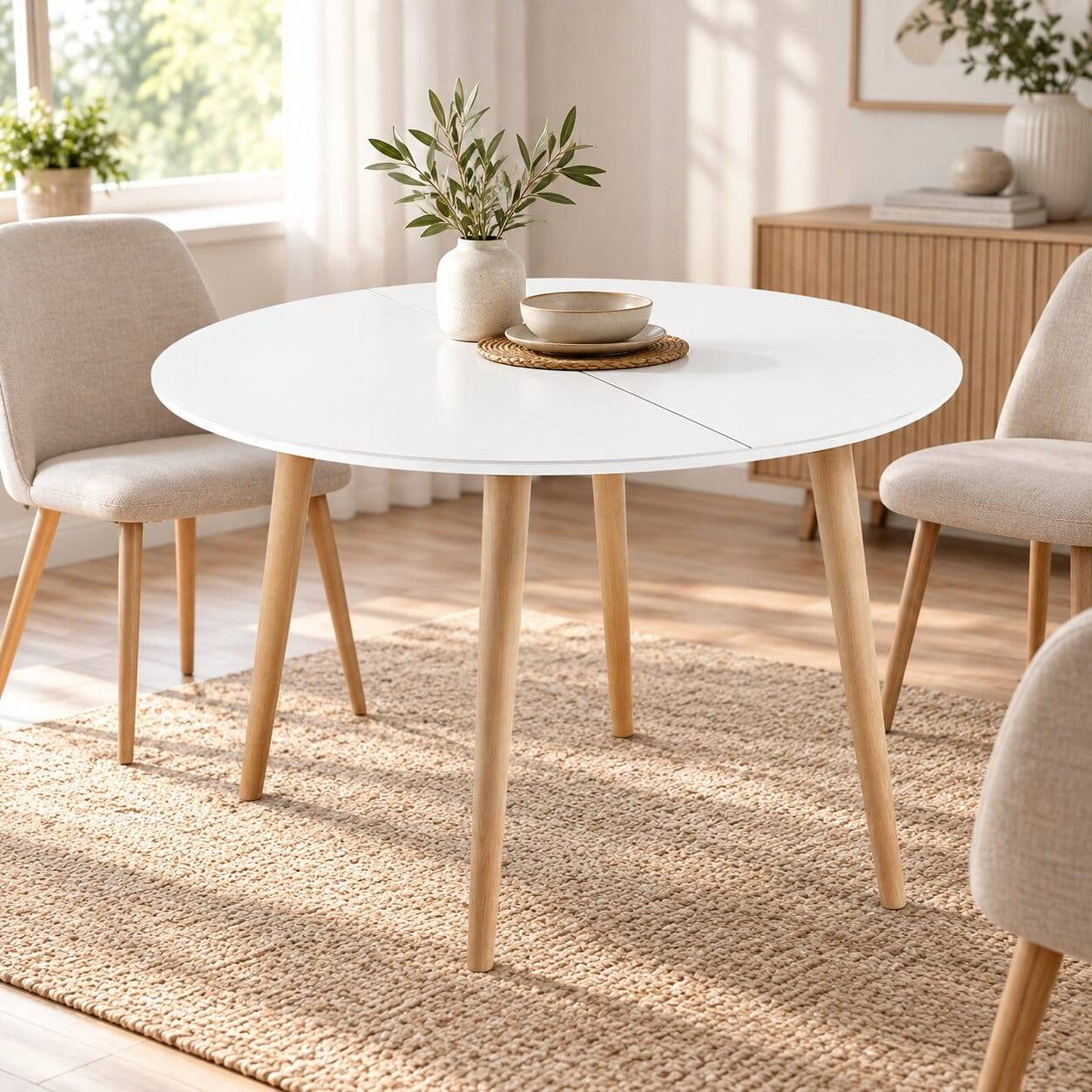 Scandi Chic Ausziehtisch in Rund & Oval - Lutrado