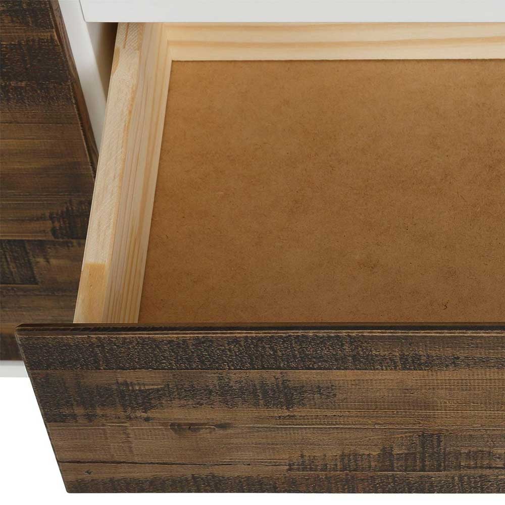 100x120x35 Highboard in Weiß & Kiefer dunkel - Chihu