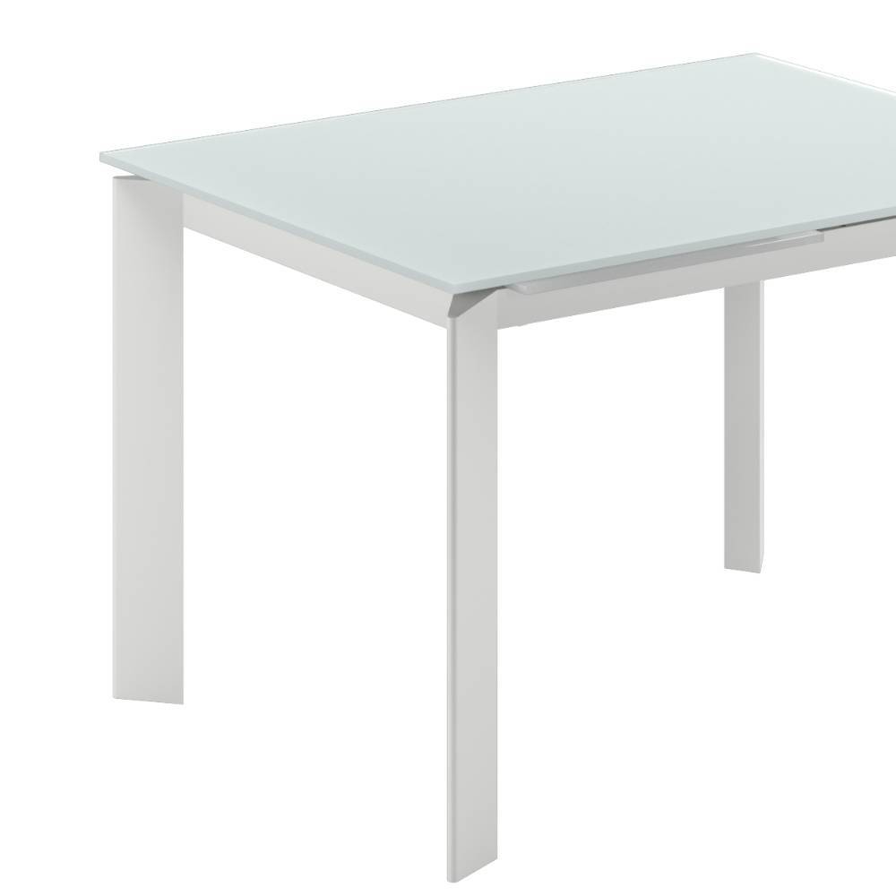 Weißer Glas-Esstisch verlängerbar - Feconda