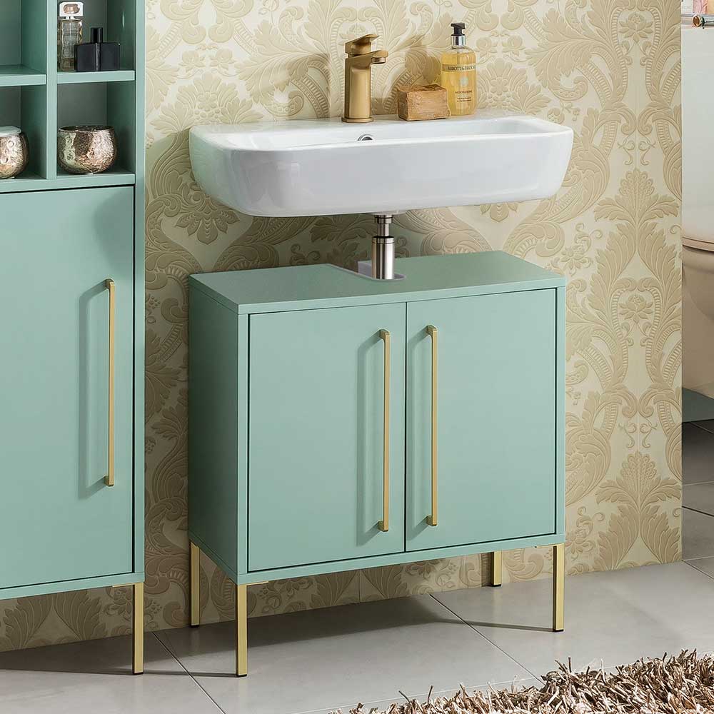 Waschbeckenschrank in Mintgrün & Gold - Aparcian