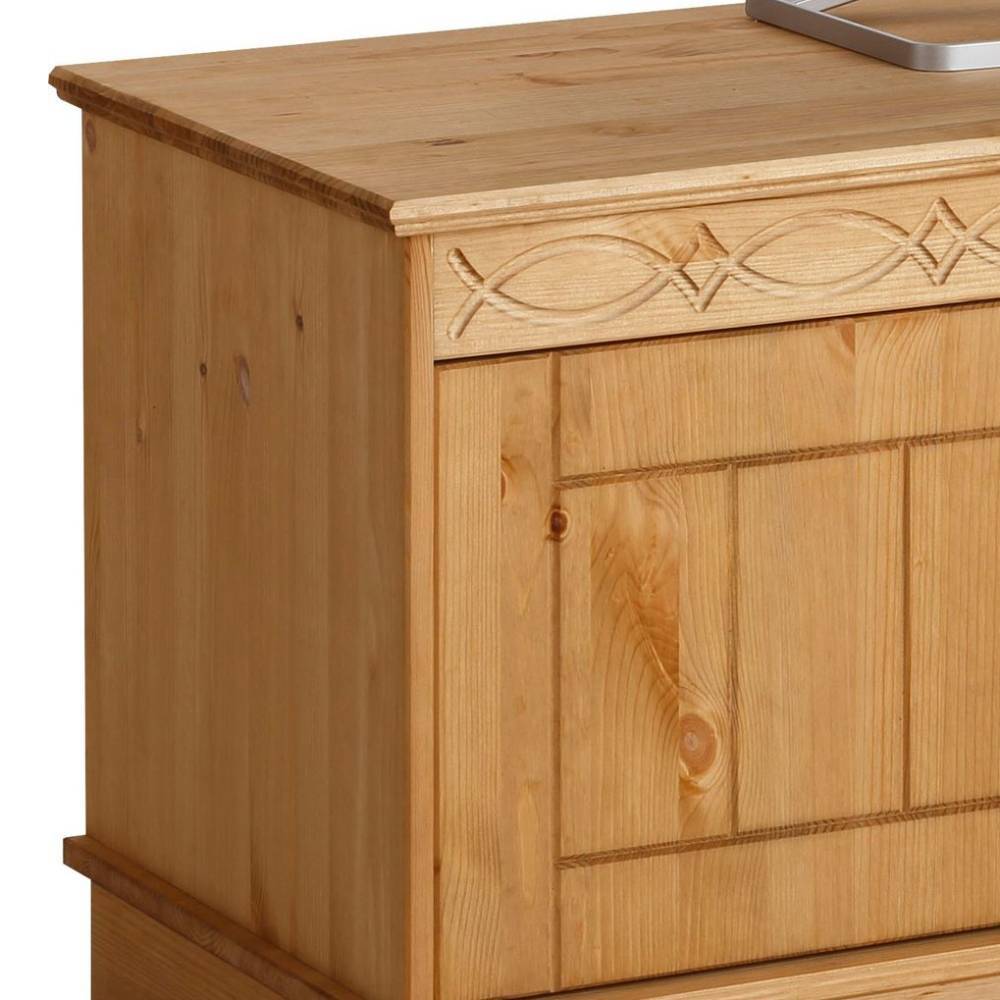 Landhausstil Fernsehschrank aus Kiefernholz mit dekorativer Schnitzerei an der Kante – Goro