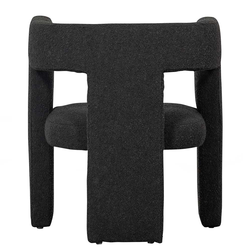 Design Cocktailsessel in Dunkelgrau Boucle von hinten, mit skulpturaler Form – Seanno