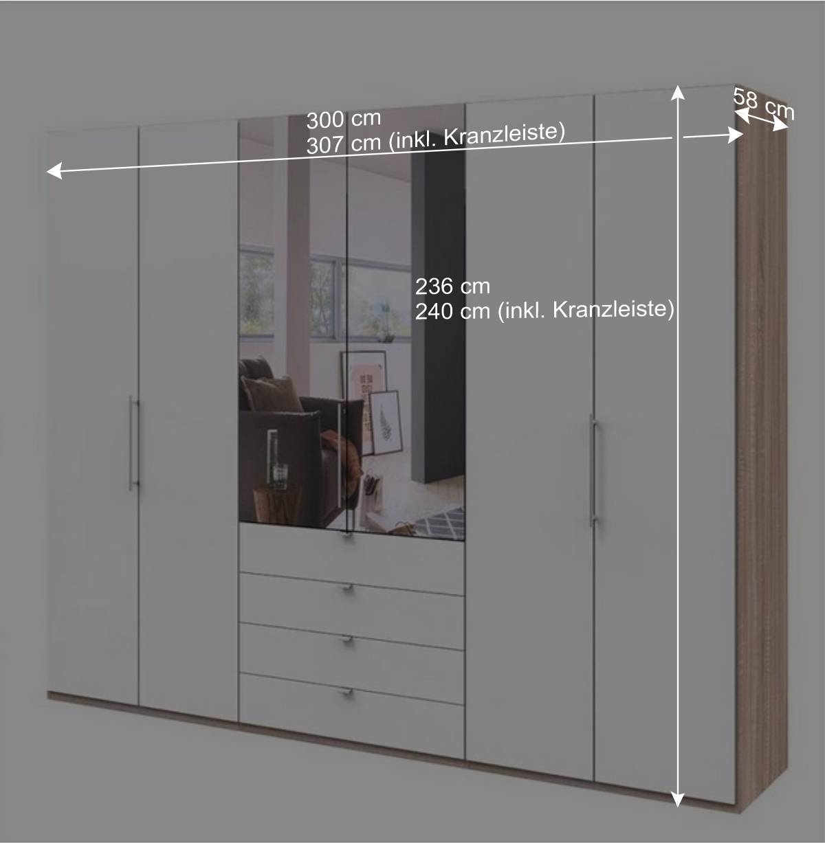 Schlafzimmer Gleittürenschrank mit Spiegel - Vaclyn