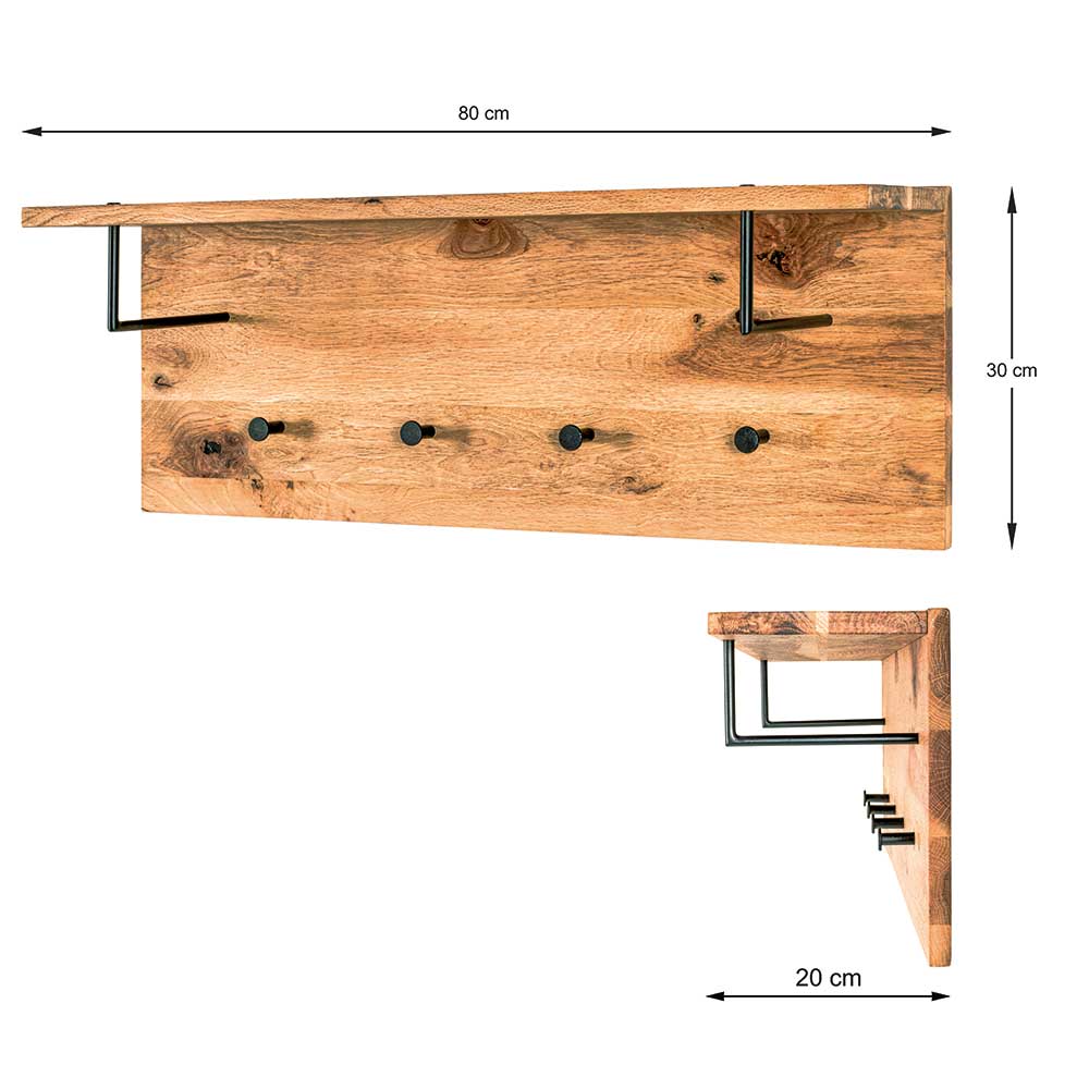 Eiche Hängegarderobe mit Hutboden - Cadama