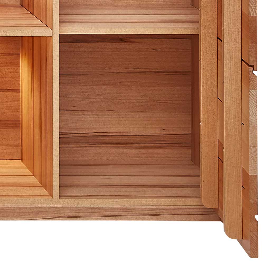 Highboard mit Glaseinsatz und LED Licht - Amyonta