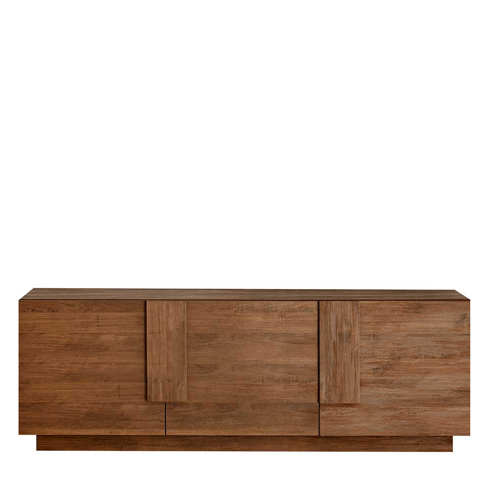 Geräumiges TV Sideboard aus Echtholz mit drei Türen auf weißem Hintergrund – Basento