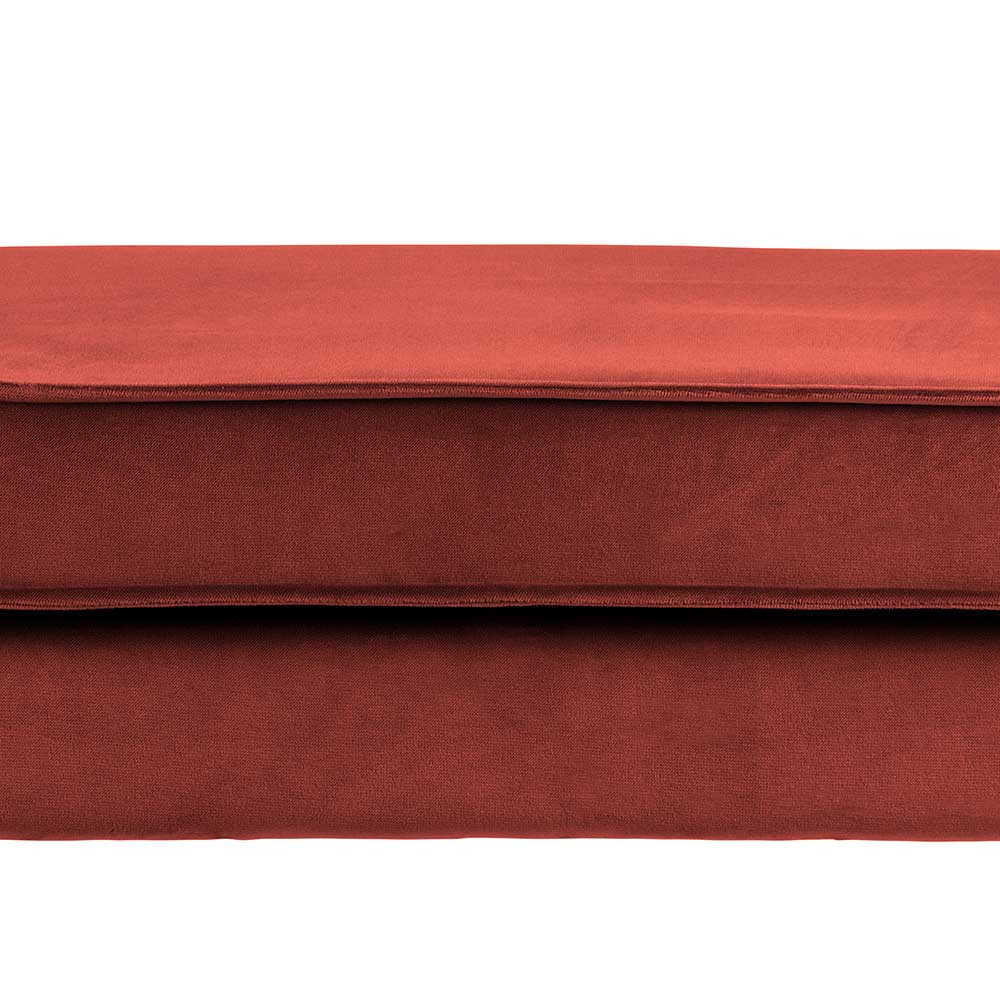 Gepolsterter Hocker in Rotbraun Samt - Enzing
