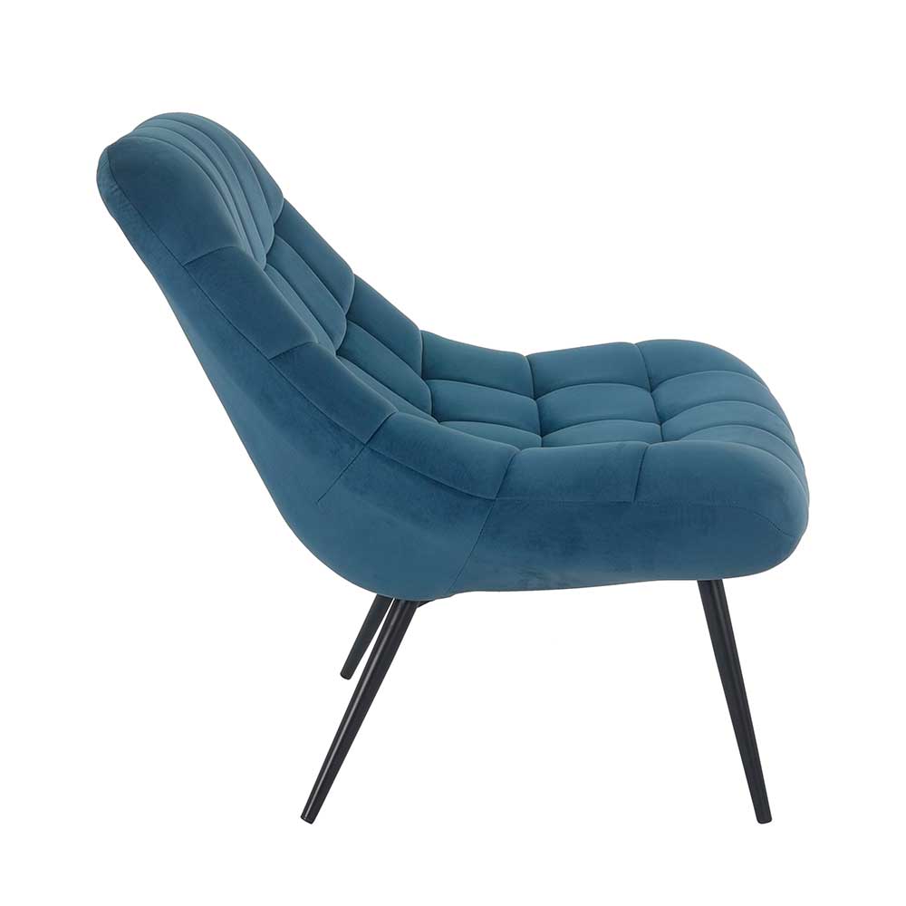 76x86x86 Samt Loungestuhl in Blau - Sixtys