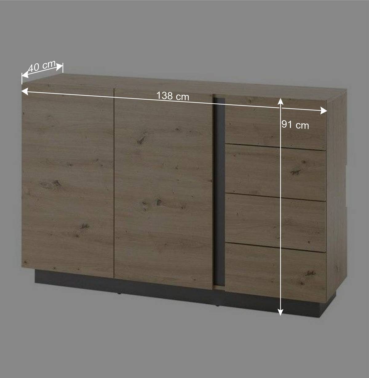 Moderne Kombi-Kommode 138 cm breit - Lairian