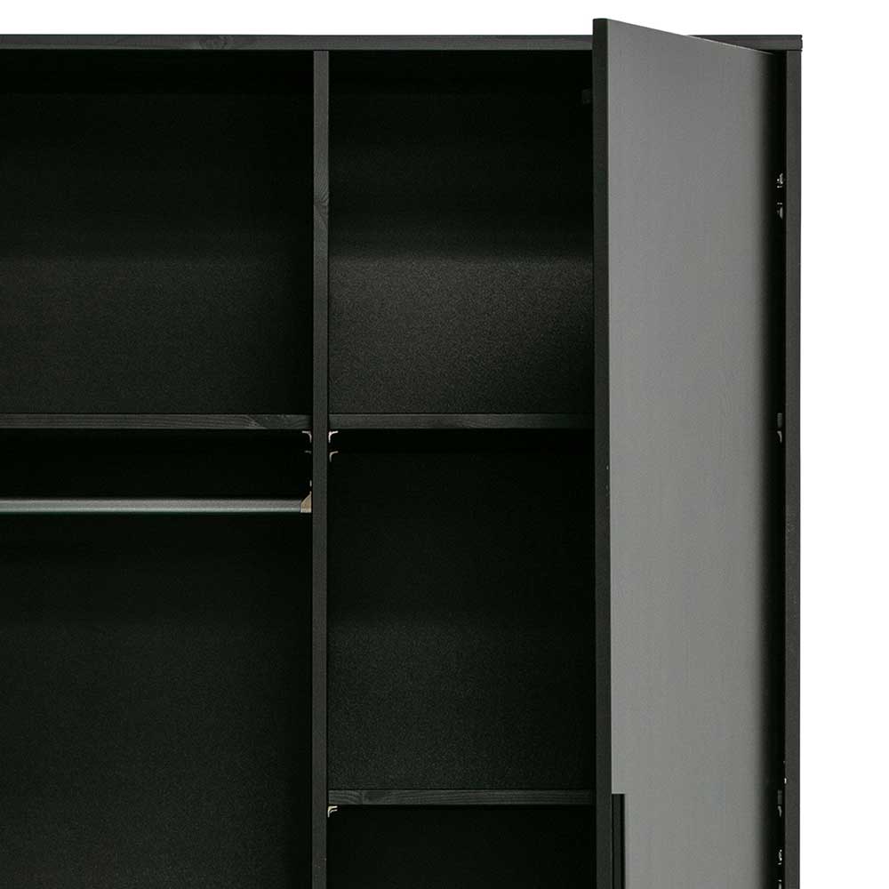 100x200x53 Schrank aus Kiefer in Schwarz - Drian
