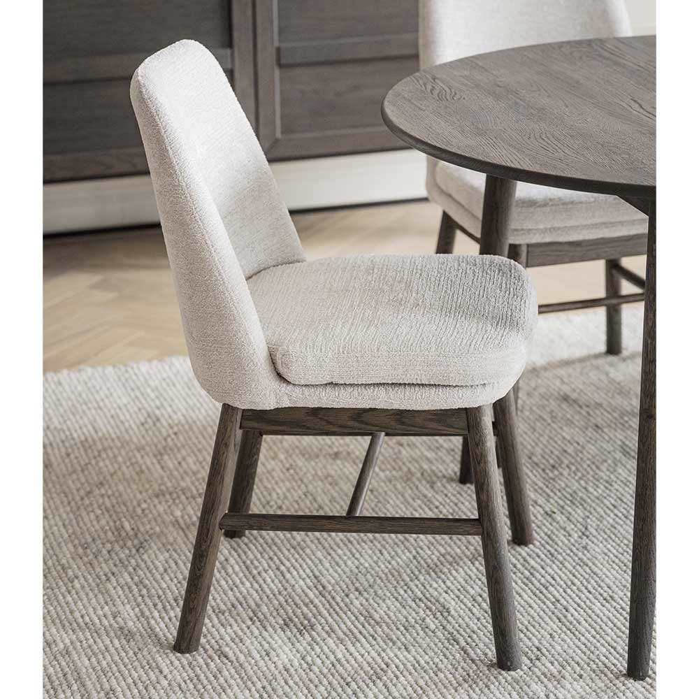 Stühle in Creme und Eiche Dunkel - Dominico (2er Set)