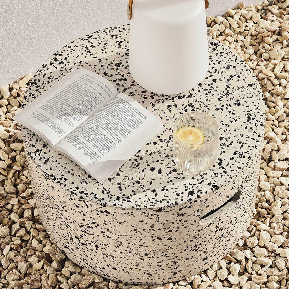 Beistelltisch aus Faserzement Terrazzo Weiß - Vin