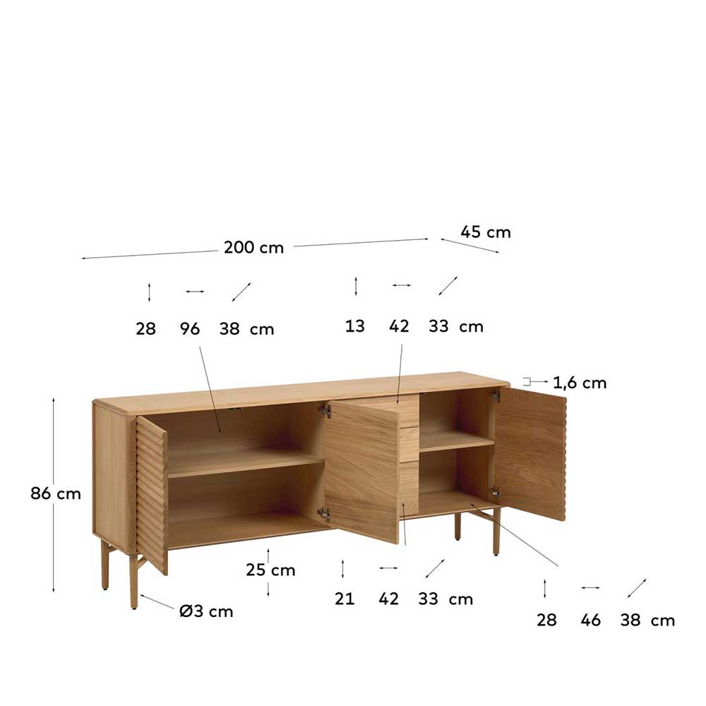 200x86x45 Skandi Sideboard in Eiche - Grover