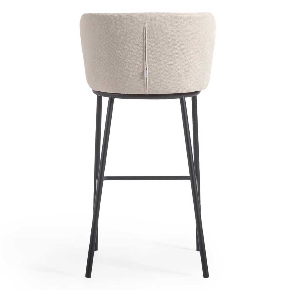 Barstühle mit Chenille in Beige - Telvo (2er Set)