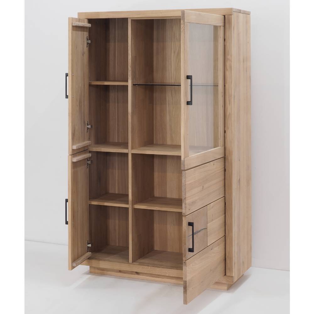 Schrankvitrine aus Eiche Massivholz - Buzia