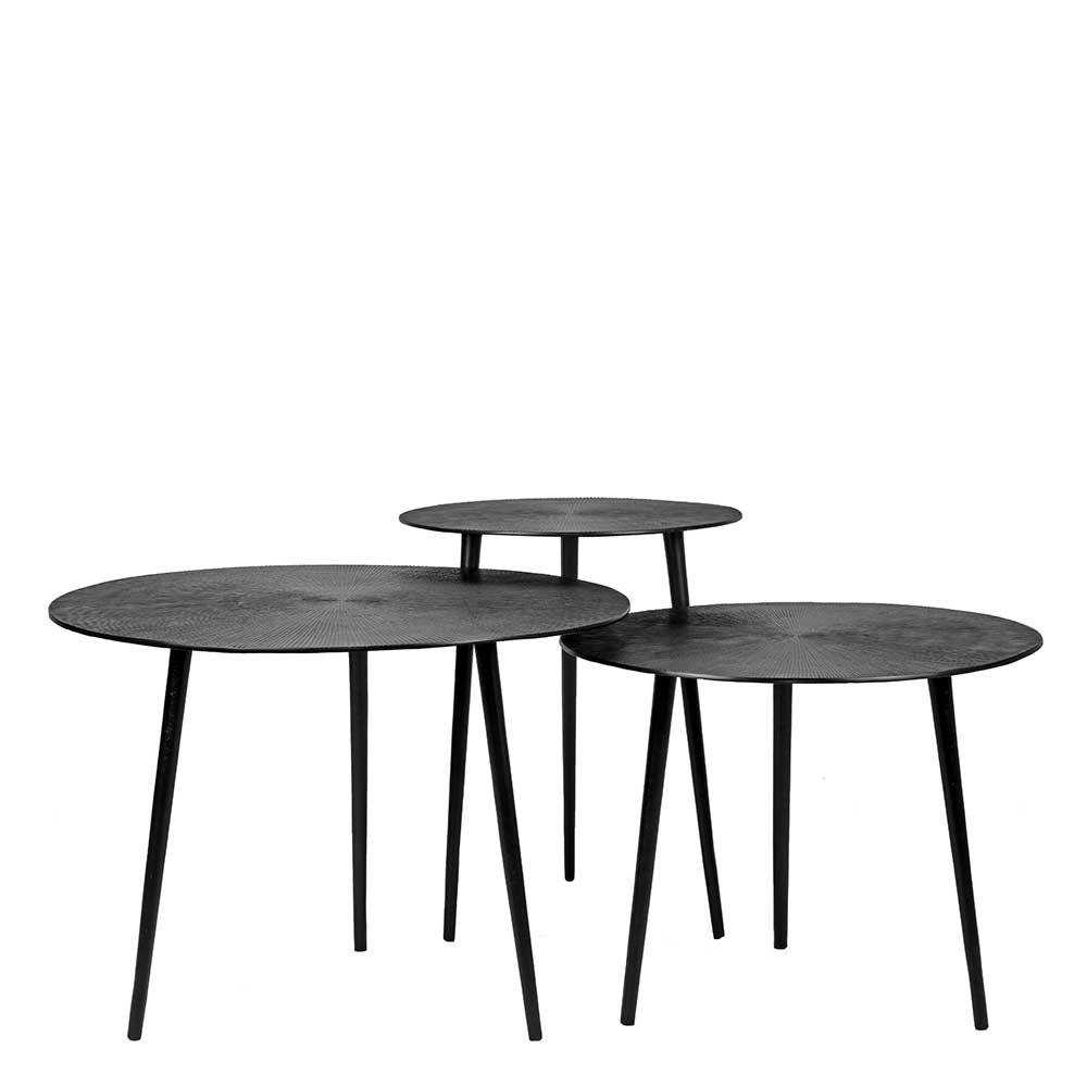 Runder Beistelltisch in Schwarz Antik Finish - Adne