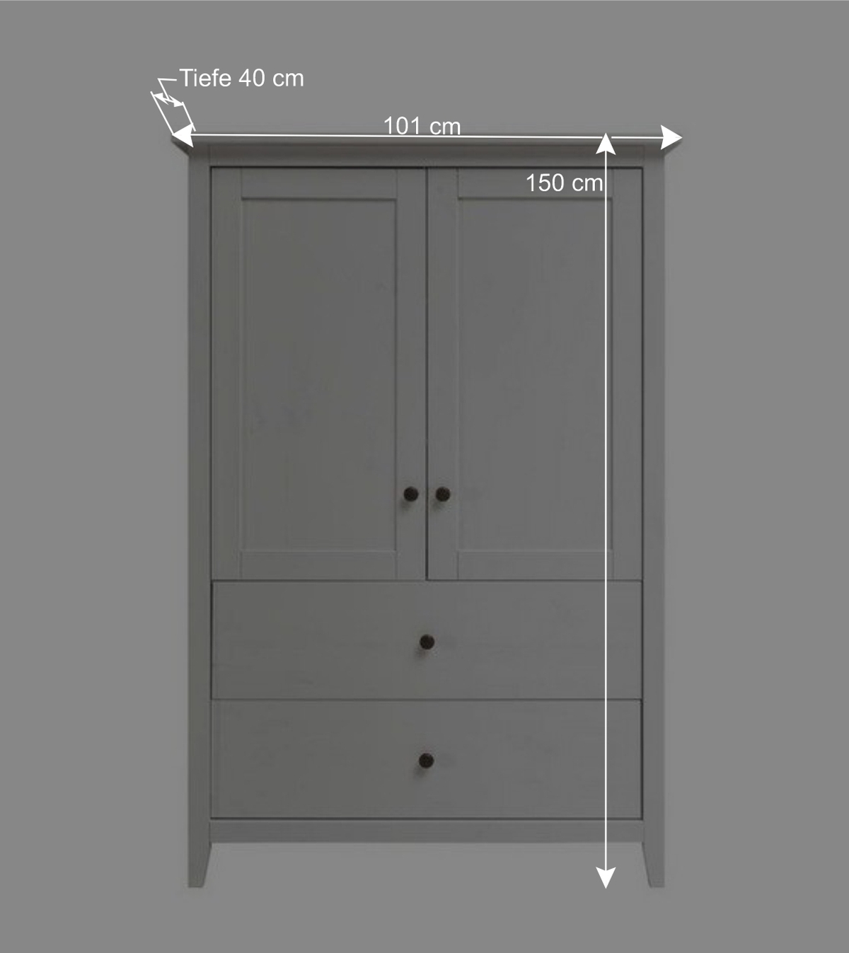 101x150x40 Landhaus Schrank in Weiß - Astinion