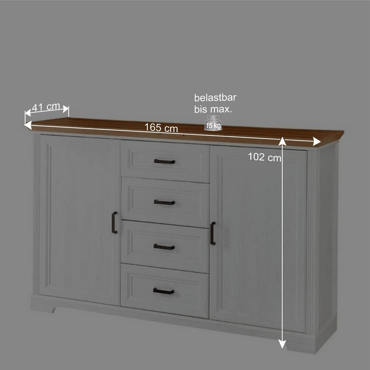 Country Style Sideboard 165x102x41 cm - Mehady