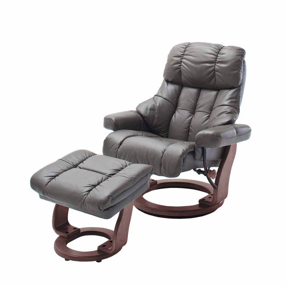 Relaxsessel Faraian aus Echtleder und Massivholz (zweiteilig)