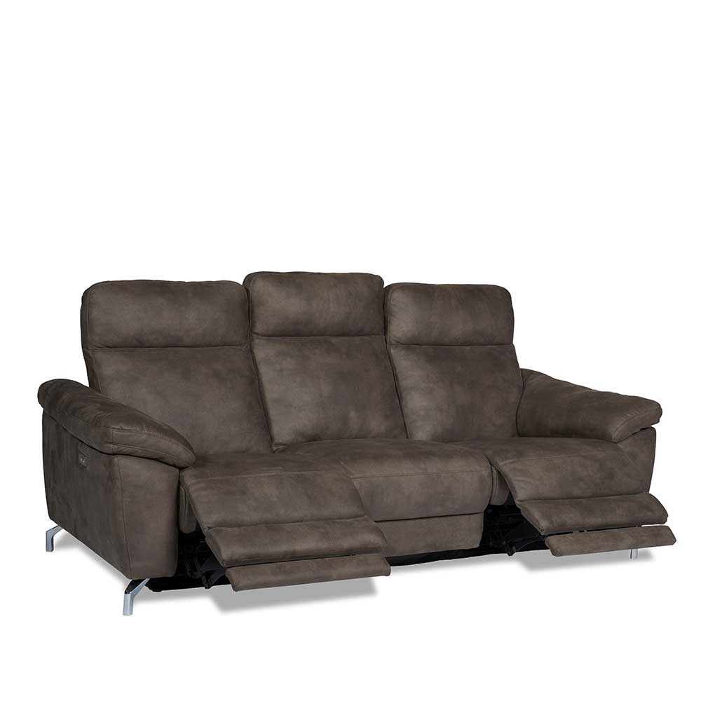 Microfaser Dreisitzer Sofa in Braun - Yisela