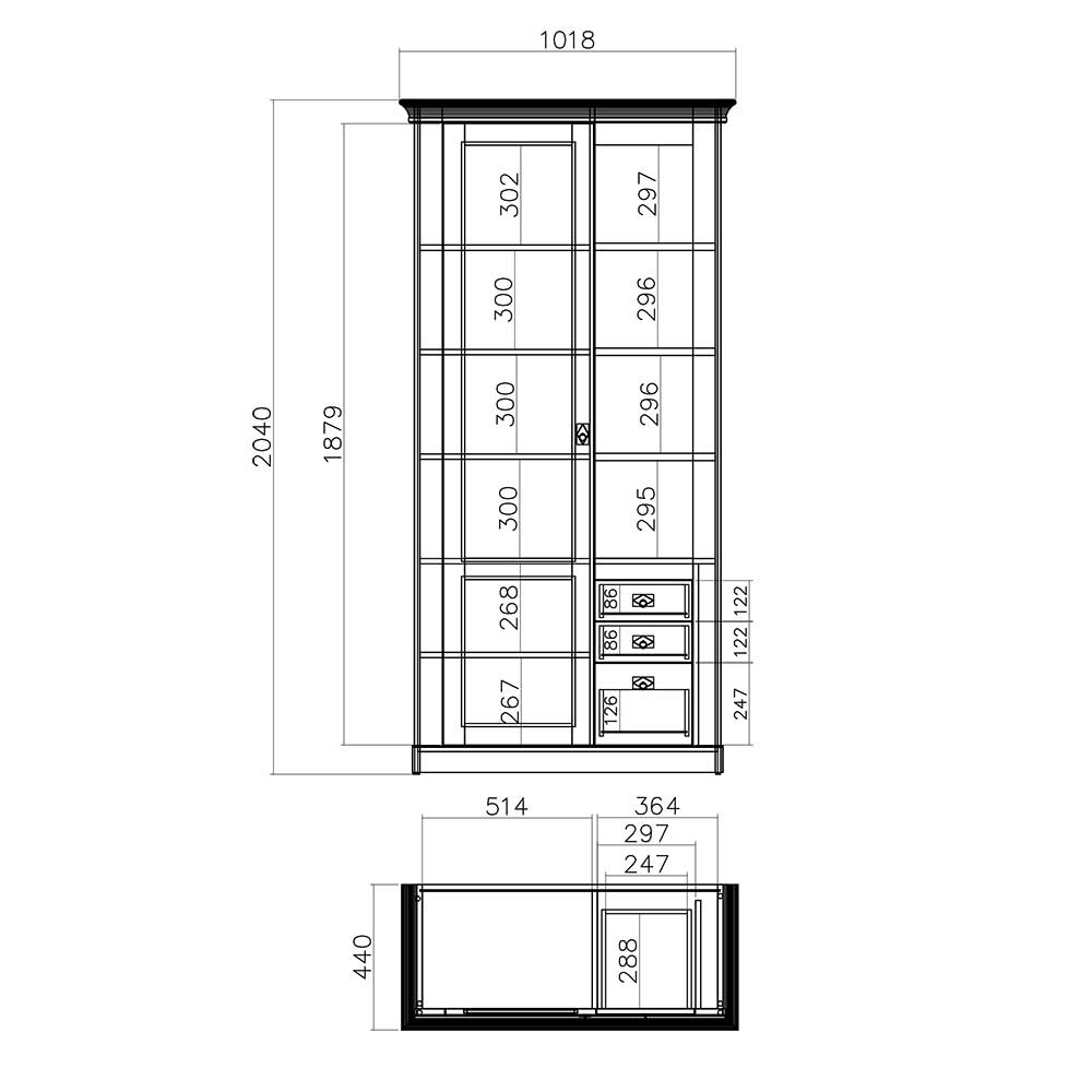 102x204x44 Wohnzimmerschrank zweifarbig - Diatara
