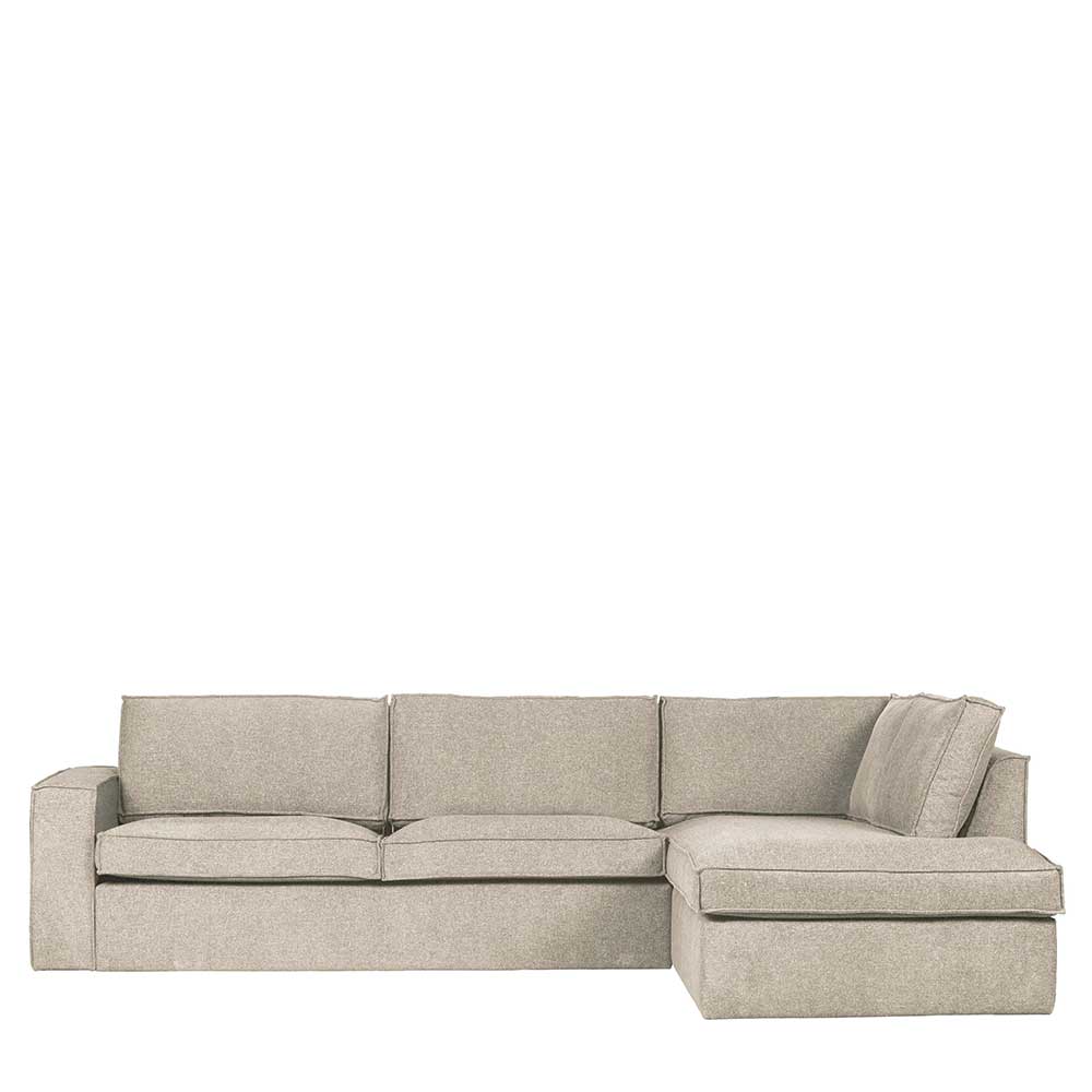 Ecksofa in Beigegrau Stoffbezug - Donny