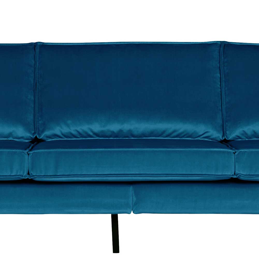 Blue Velvet Sofa 3-Sitzer Cumagon im Retrostil