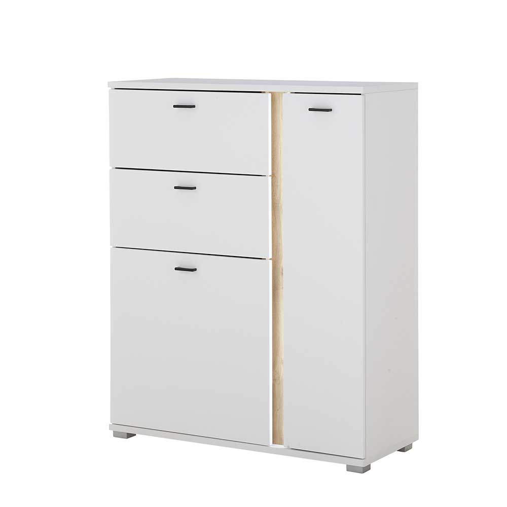 Beleuchtetes Sideboard in Weiß mit Wildeiche - Racelyn
