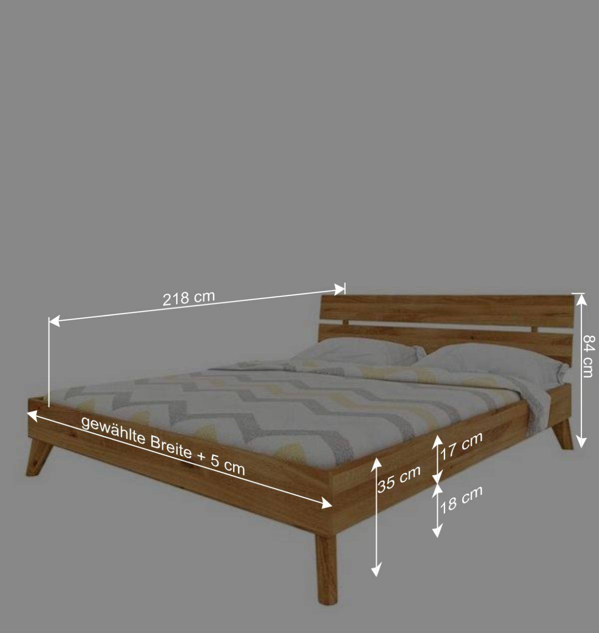 210 cm langes Holzbett Gestell Wildeiche - Eavy