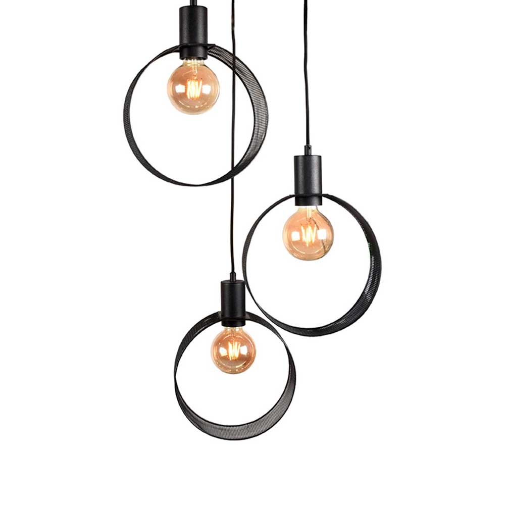 3-flammige Pendelleuchte mit Drahtgeflecht Ringen - Ecolosia