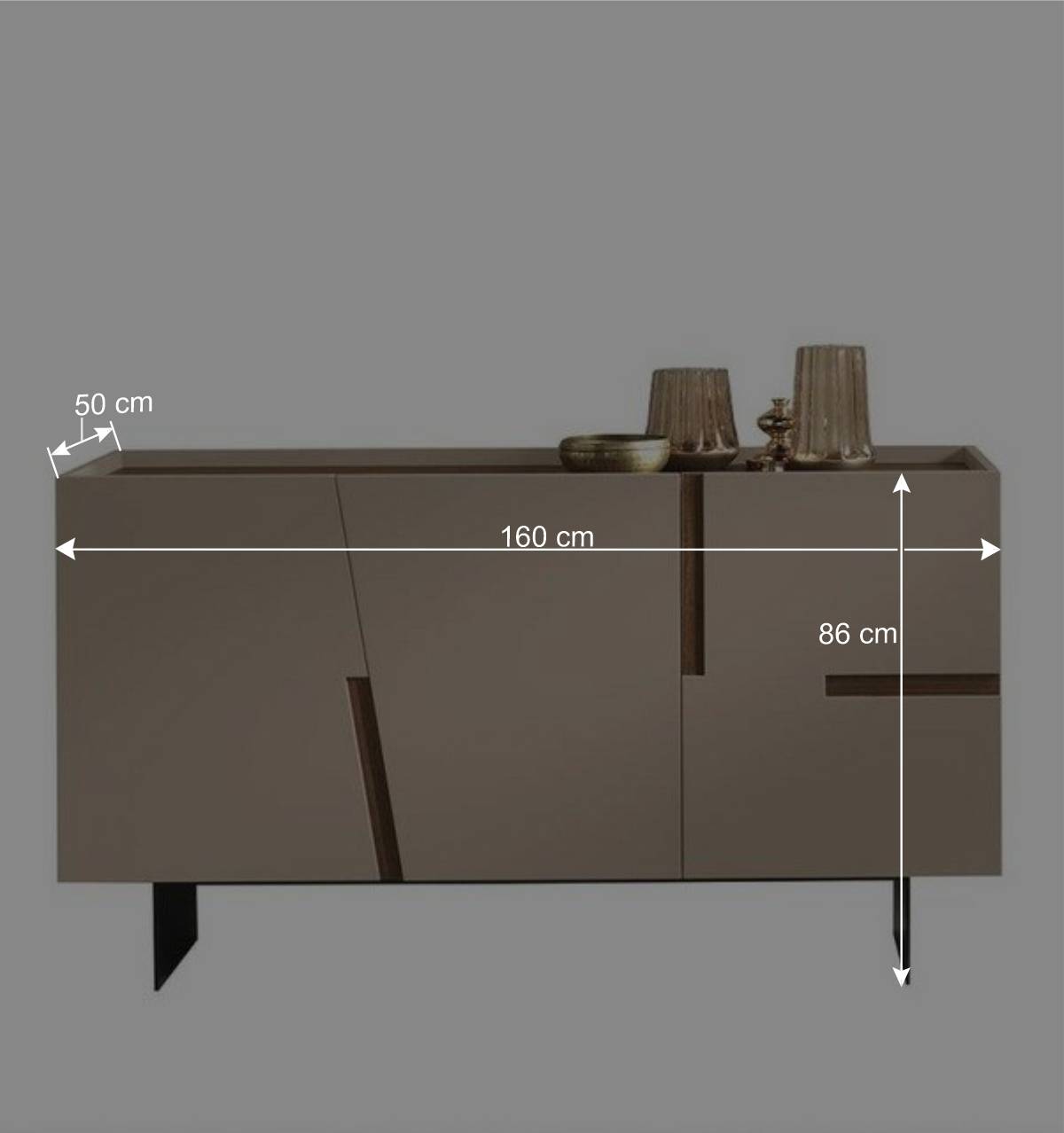 3-türiges Sidebodard in Taupe und Teak - Cadiz