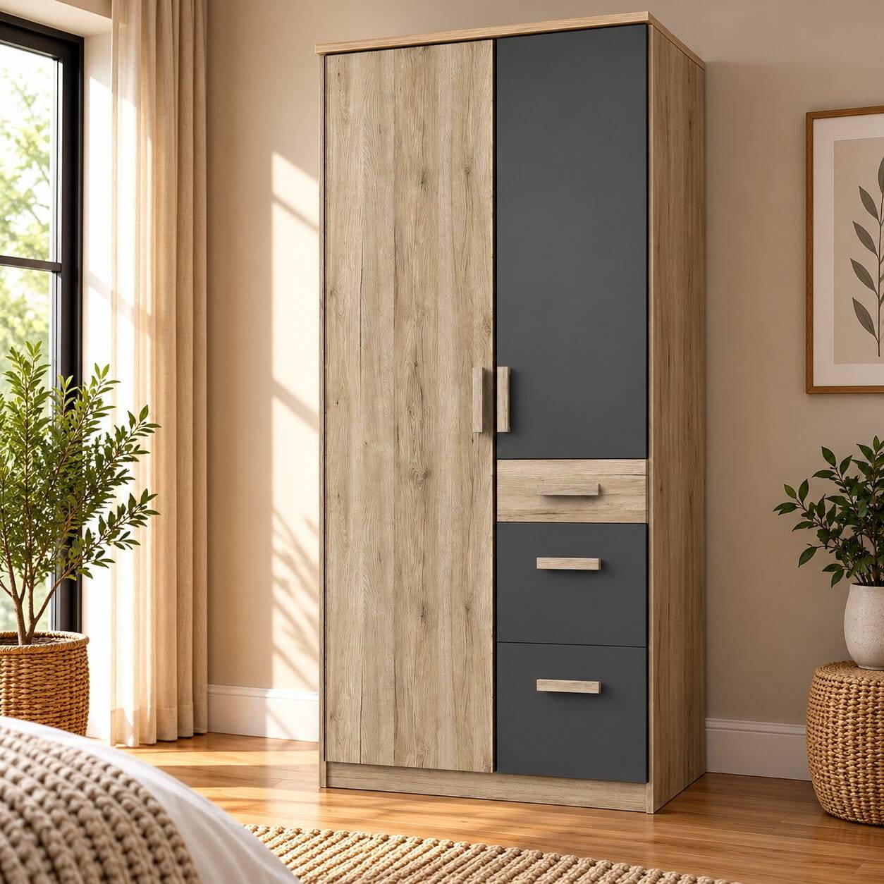 Schlafzimmerschrank in Dekor Eiche San Remo - Jilamenda