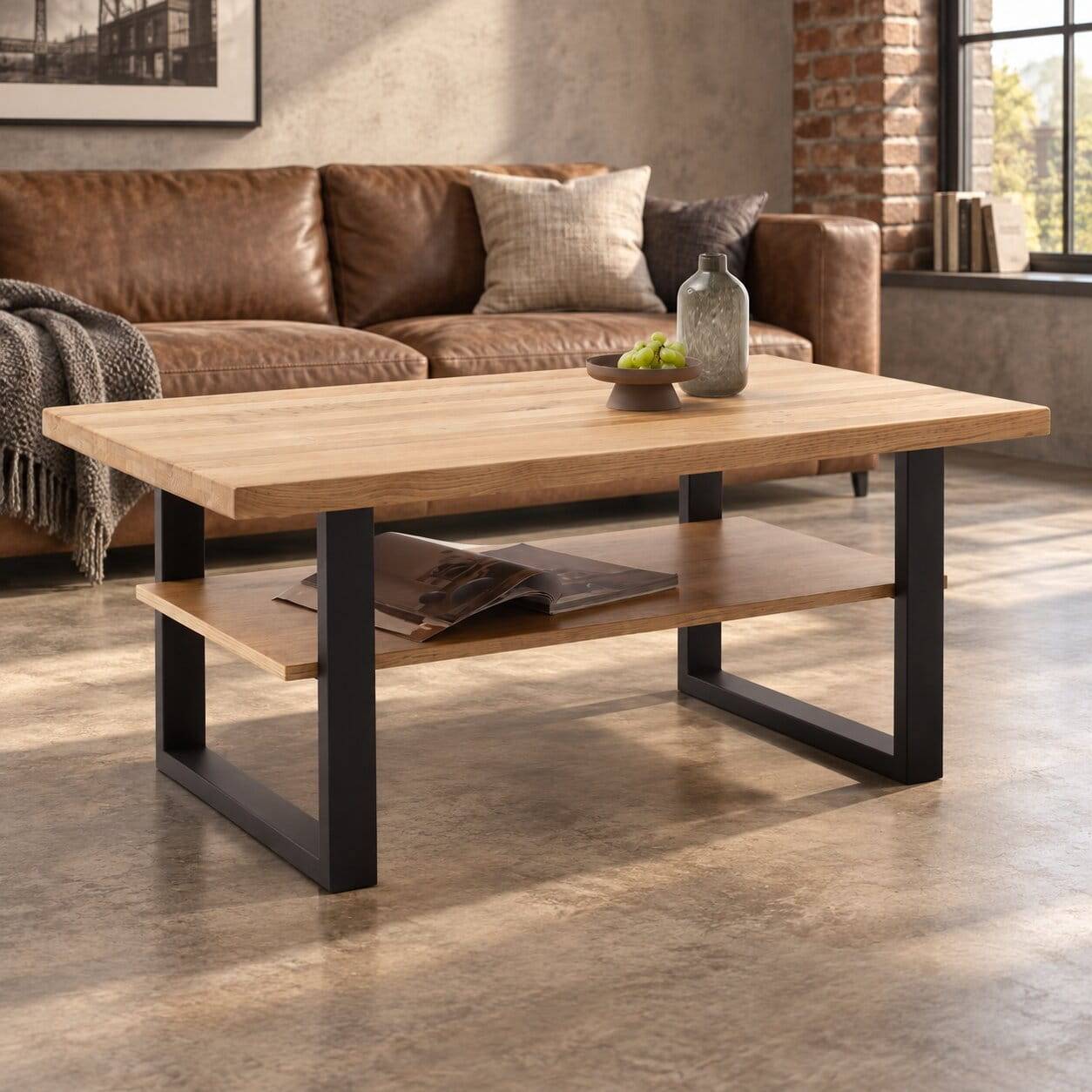 Industrial Couchtisch mit Zusatzablage - Scarlett