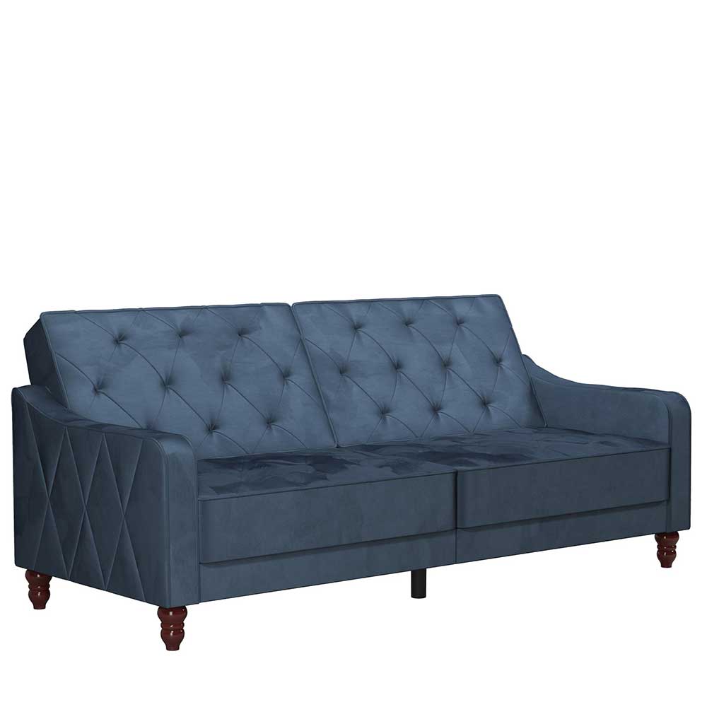 Retro Schlafsofa in Blau und Nussbaum Braun - Ziovarica