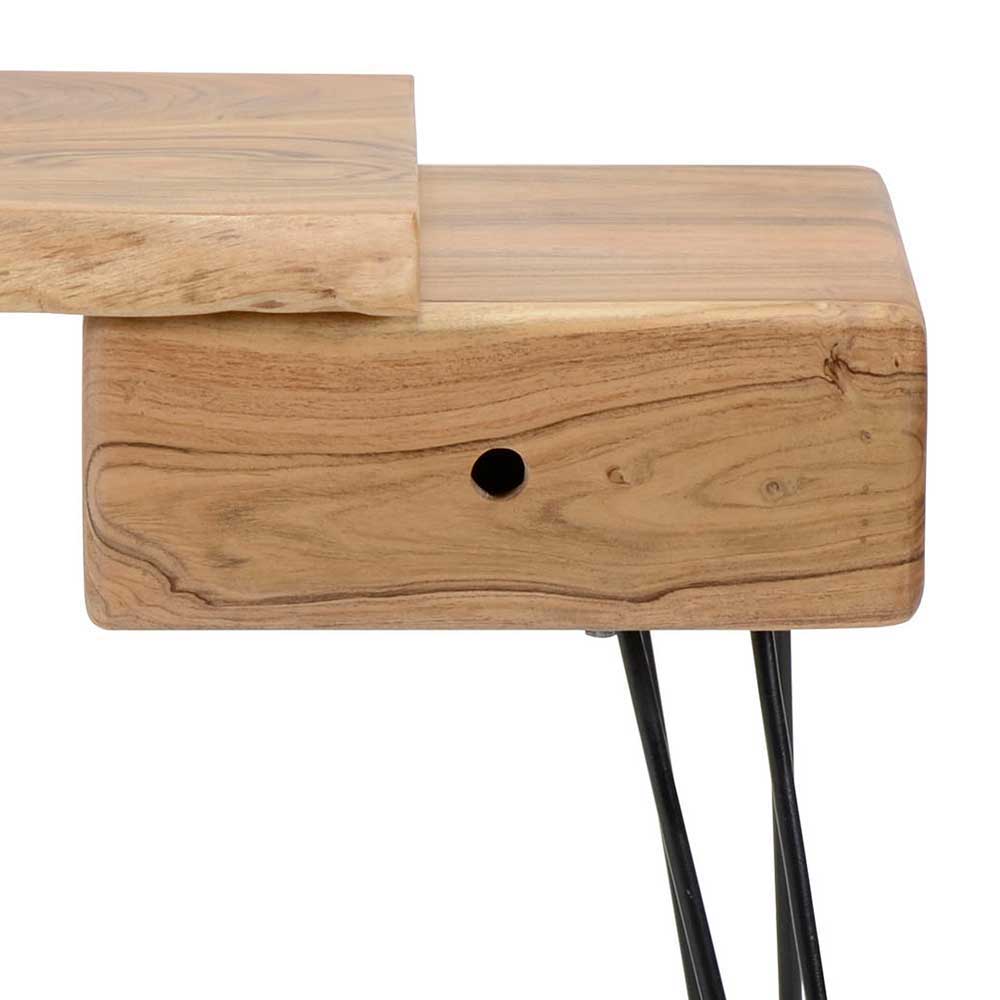 Nachttisch aus Holz mit Schublade und schwarzem Griff für linke Bettseite – Olegano