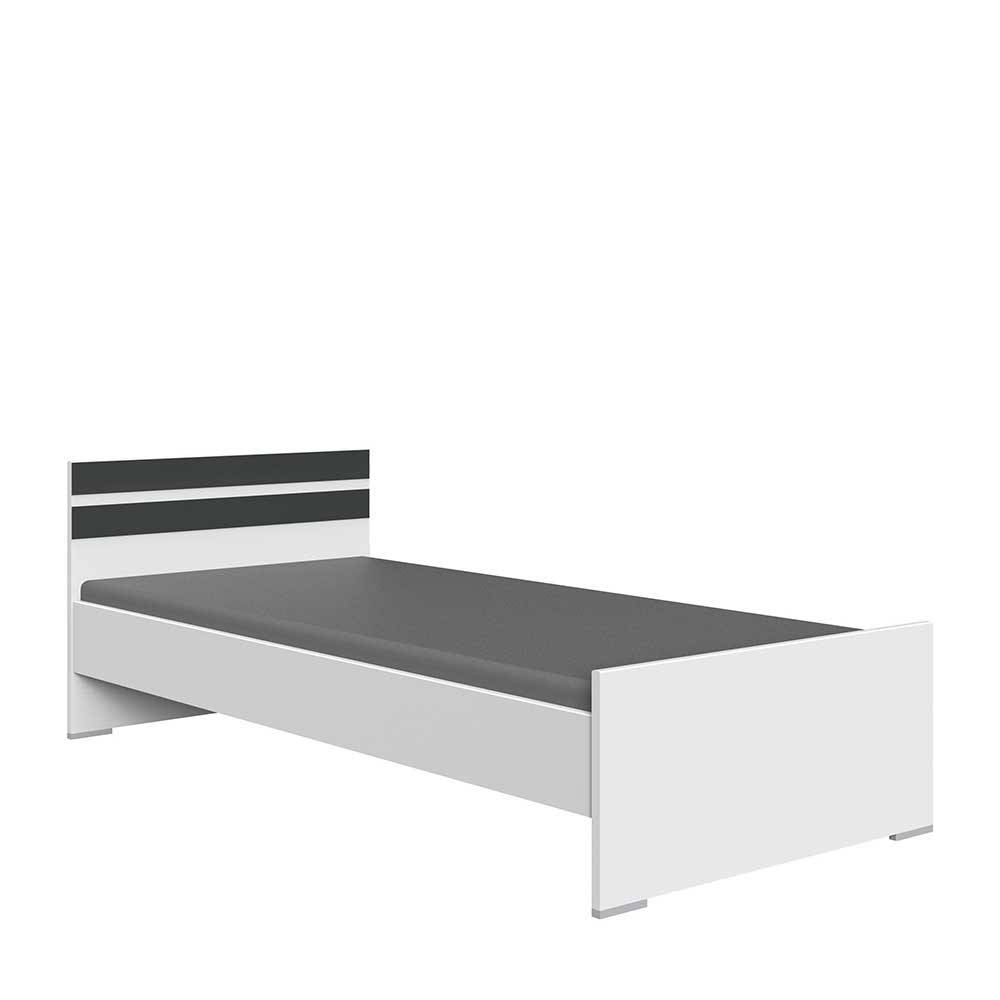 Bett in Weiß mit Dunkelgrau - Tamba