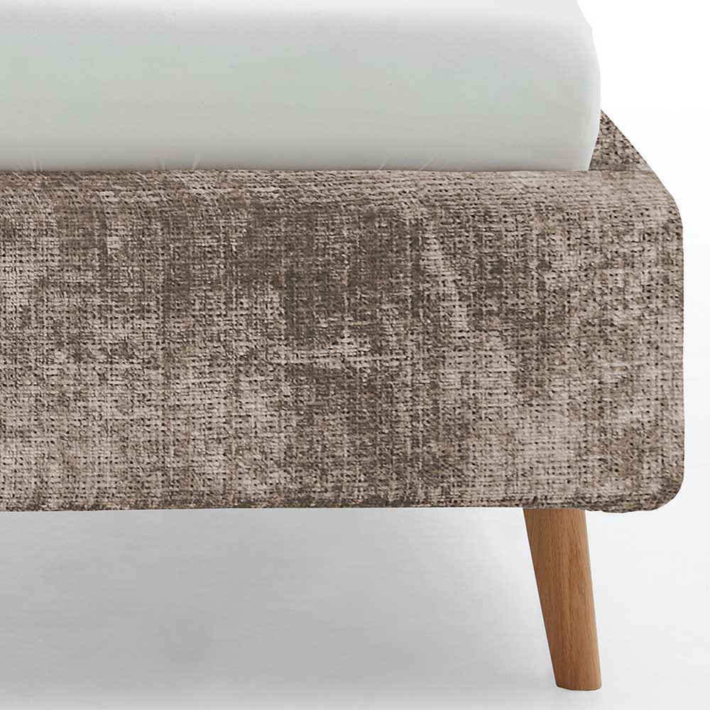 Stauraum Doppelbett in Beige Boucle - Lazium