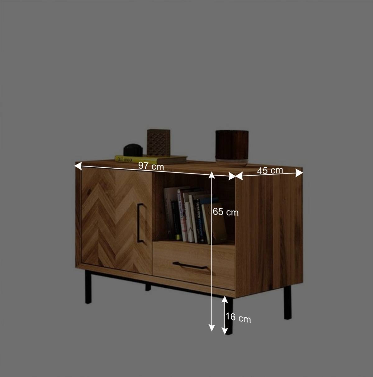 Scandi Chic Kommode aus Wildeiche & Metall - Kerfa