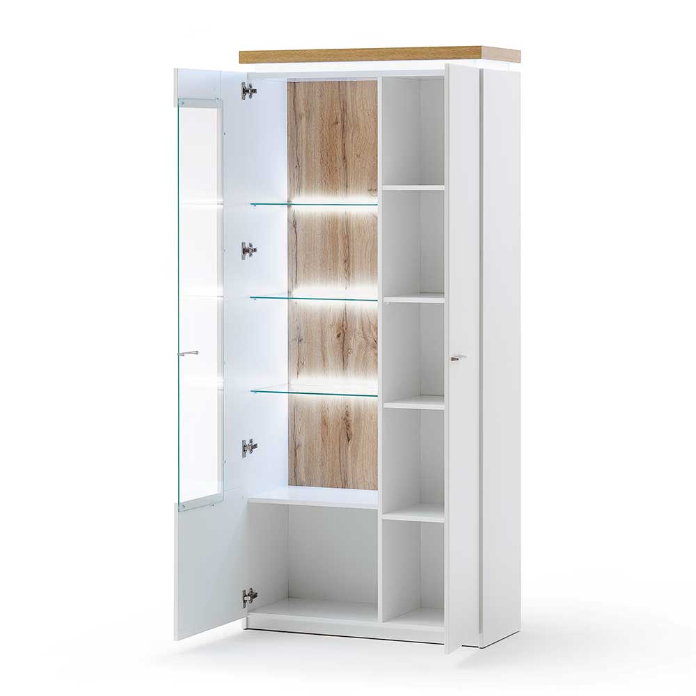 2-türiger Wohnzimmer Schrank mit Glaseinsatz & LED - Caldri