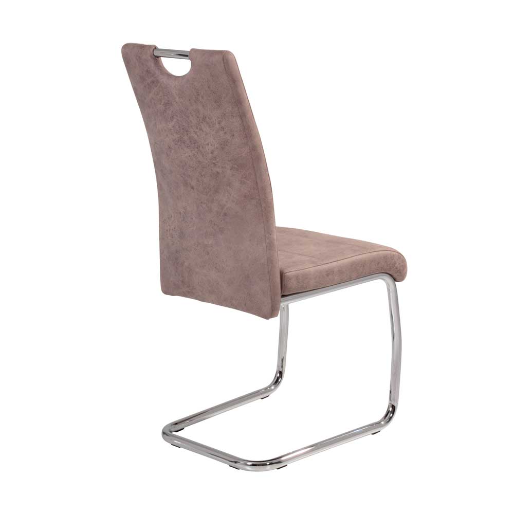 Freischwingerstühle Curres in Beige Vintage Microfaser (4er Set)